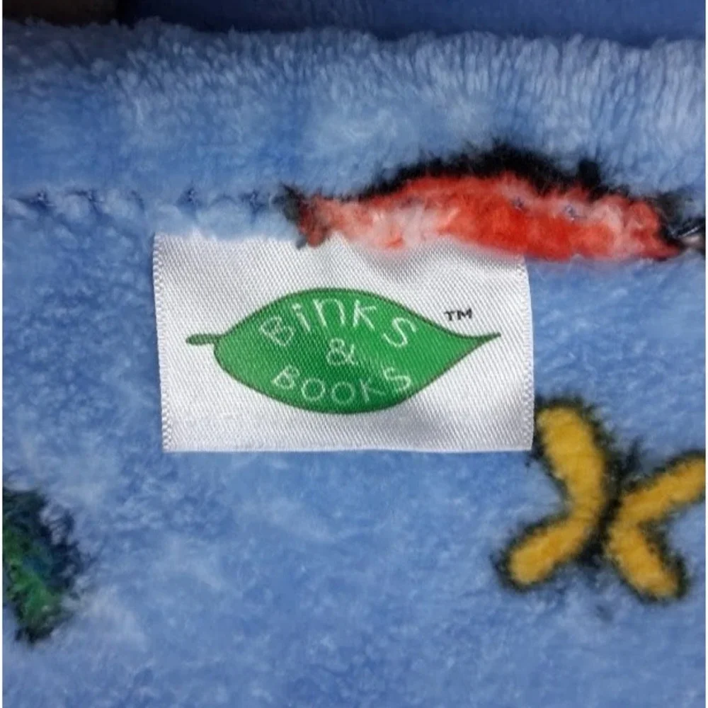 Binks & Books Blue Plush Bunny Baby Blanket Soft Fleece Lovey Balloon Flower